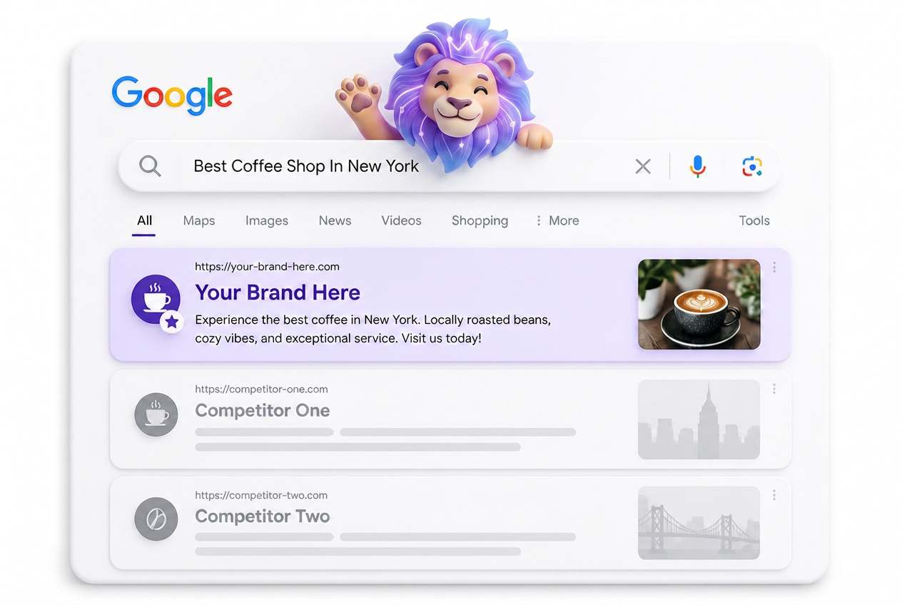 Google search results showing your brand ranking above competitors
