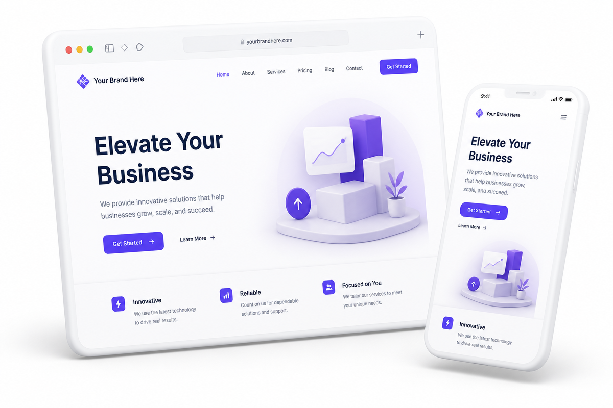 Responsive website preview on desktop and mobile